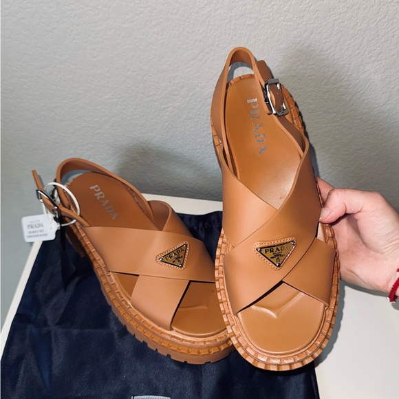 Prada Women's Brown Leather Sandals - Picture 1 of 4